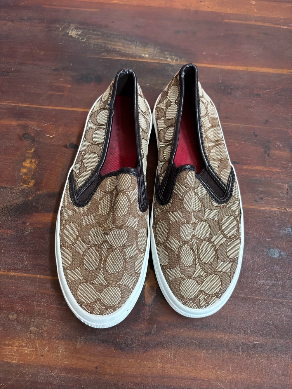 Authentic Coach Women’s Chrissy Slip-On Monogram Sneakers – Size 7.5